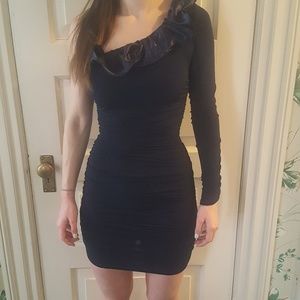 Navy Blue One-Shoulder Dress